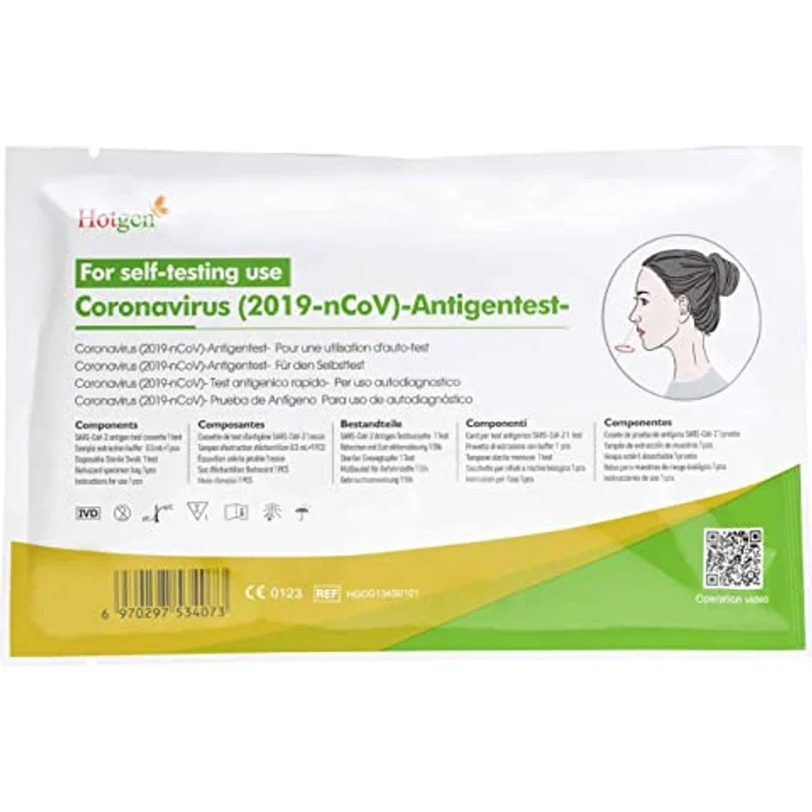 Hotgen Coronavirus Antigentest, Corona Schnelltest (Laientest) zur Selbstanwendung, 5 Stück, Covid 19 Prüfung über Nasenabstrich, Coronatest, Selbsttest - Preisvergleich – Bild 2