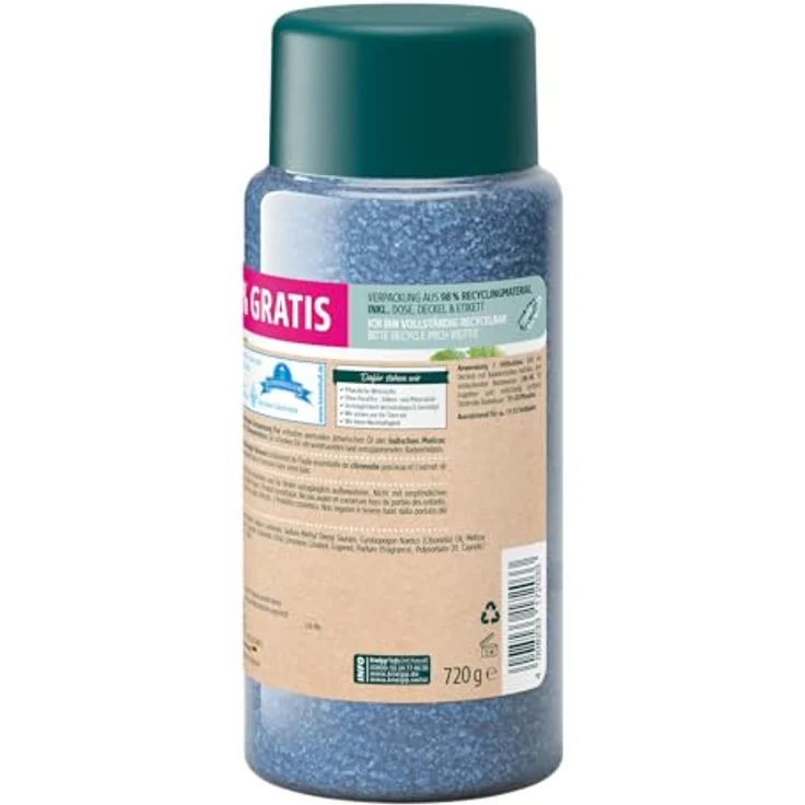 Kneipp Badekristalle Entspannung Pur -Sondergröße- mit naturreinem Tiefensalz der Saline Luisenhall und ätherischem Öl der indischen Melisse und Extrakt der Zitronenmelisse, limitierte Edition, 720g – Bild 2