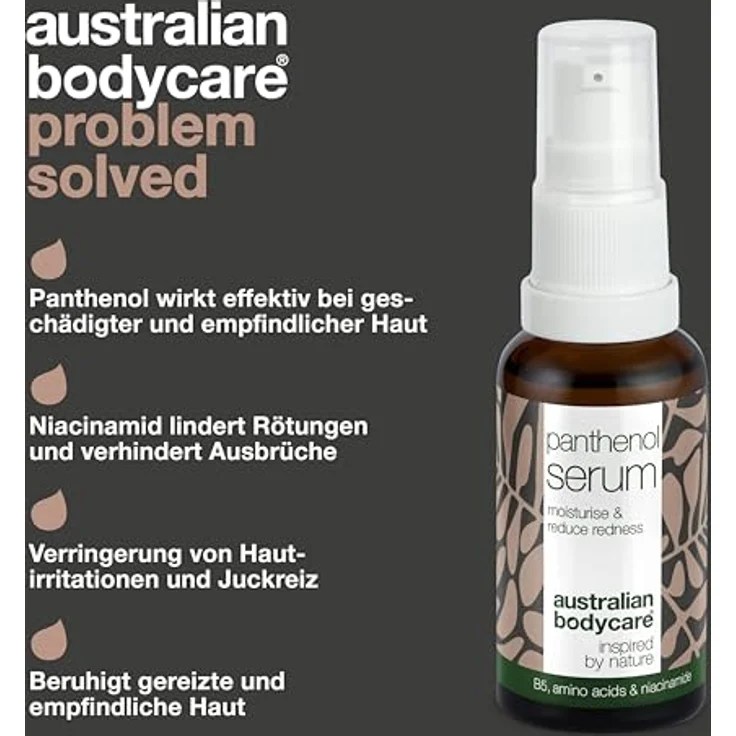 Australian Bodycare Anti-Rötungen Panthenol Serum bei Rosacea, mindert Rötungen im Gesicht, 30 ml, mit Provitamin B5 und Niacinamid – Bild 3