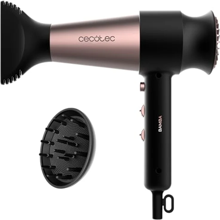Cecotec Haartrockner Bamba IoniCare RockStar Retro, 2000W Digitalmotor, 110000 U/min, leicht und leise, Ionentechnologie, inkl. Konzentrator- und Diffusoraufsatz – Bild 1