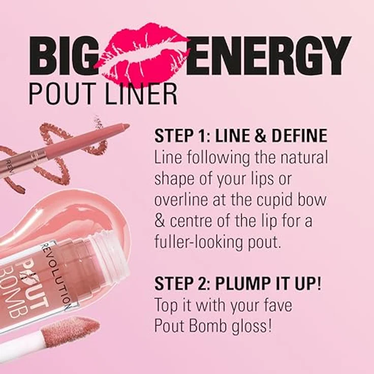 Revolution Pout Bomb Plumping Lip Liner Glaze, aufpolsternder Clear Lipliner in Chauffeur Nude, 0,2 g – Bild 4