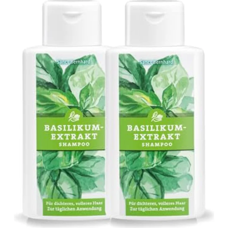 Sanct Bernhard Basilikum Shampoo, 2 x 250ml, für dichteres Haarwachstum mit Koffein & Zink, Made in Germany – Bild 1