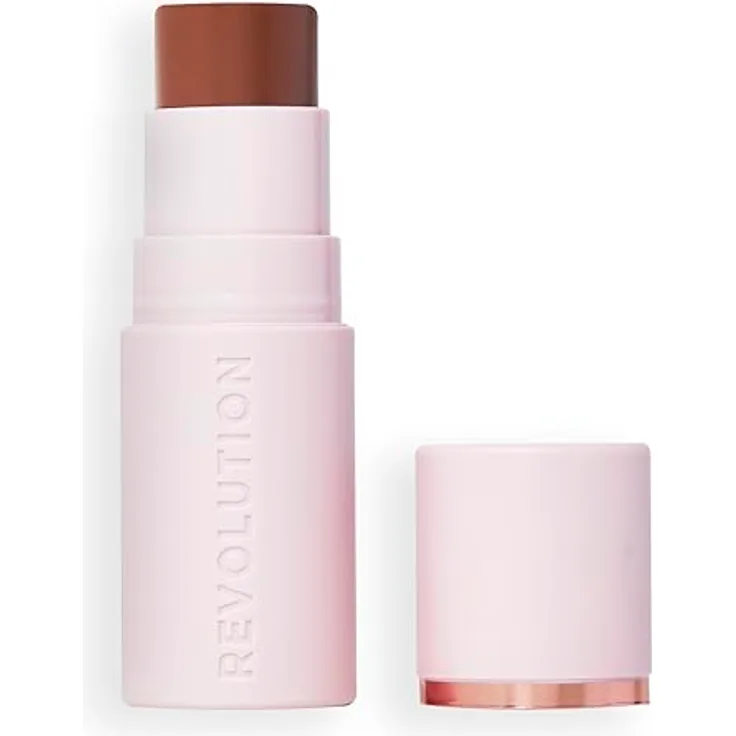 Revolution Beauty London Skin Silk Bronzer Stick - Aufbauende Farbe für Wangen, Augen und Lippen - Creme-zu-Puder-Formel - Vegan & Cruelty-Free - Tan Carmel - 4,5 g
