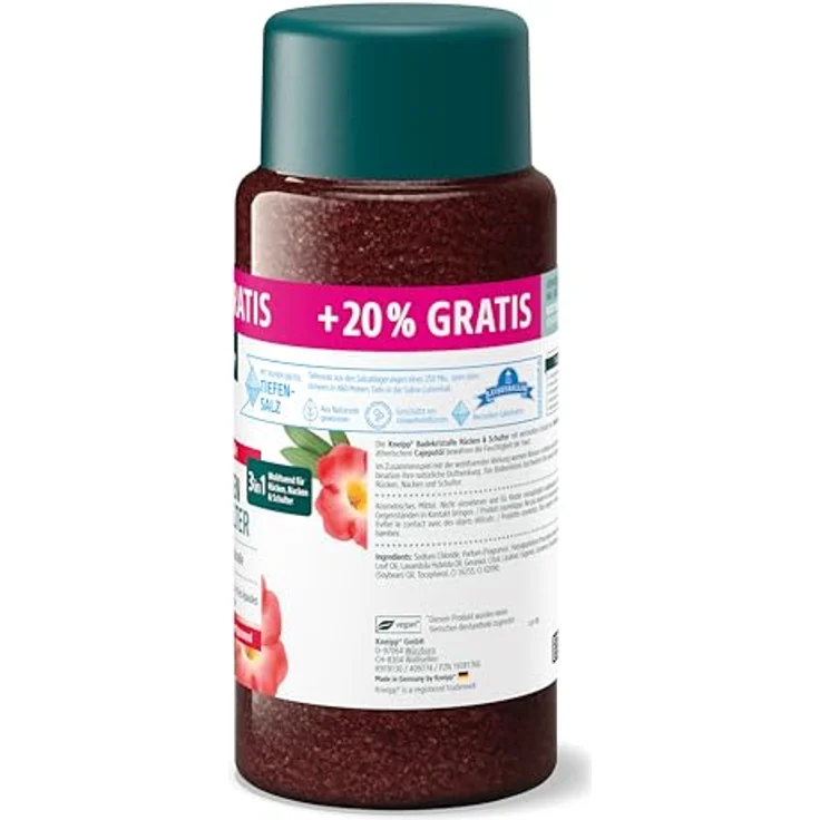 Kneipp Rücken & Schulter Badekristalle, Badesalz mit Teufelskralle und Cajeputöl, 720 g – Bild 2