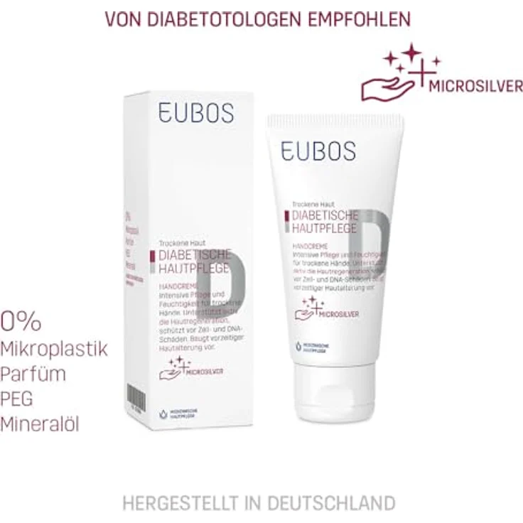 EUBOS | DIABETISCHE HAUTPFLEGE | HANDCREME | 50ml | Körperlotion bei trockener, strapazierter Haut von Diabetikern | klinisch getestet – Bild 3