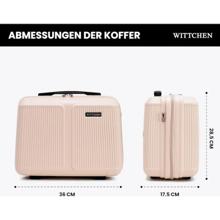 WITTCHEN Stripes Line Kosmetiktasche, Hartschalenkoffer aus ABS mit bequemen Griff und Schultergurt, Puderrosa – Bild 2