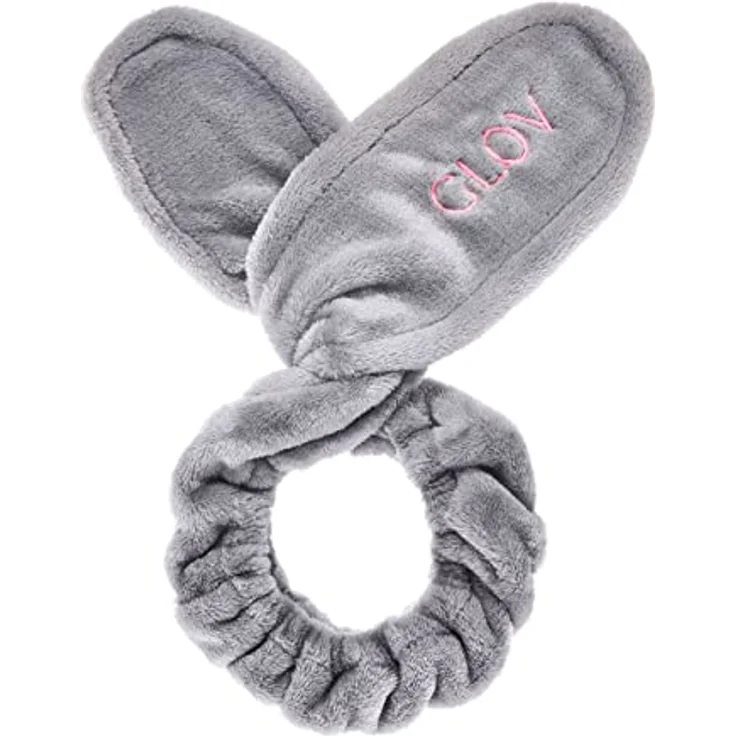 Haarband für Make Up Kosmetik Stirnband Haarschutzband Haar Wrap für Make-up Gesichtsreinigung Gesichtspflege Haarbänder zum Waschen Gesicht Dusche Maske Spa für Frauen Hasen Ohren (Grau) – Bild 1