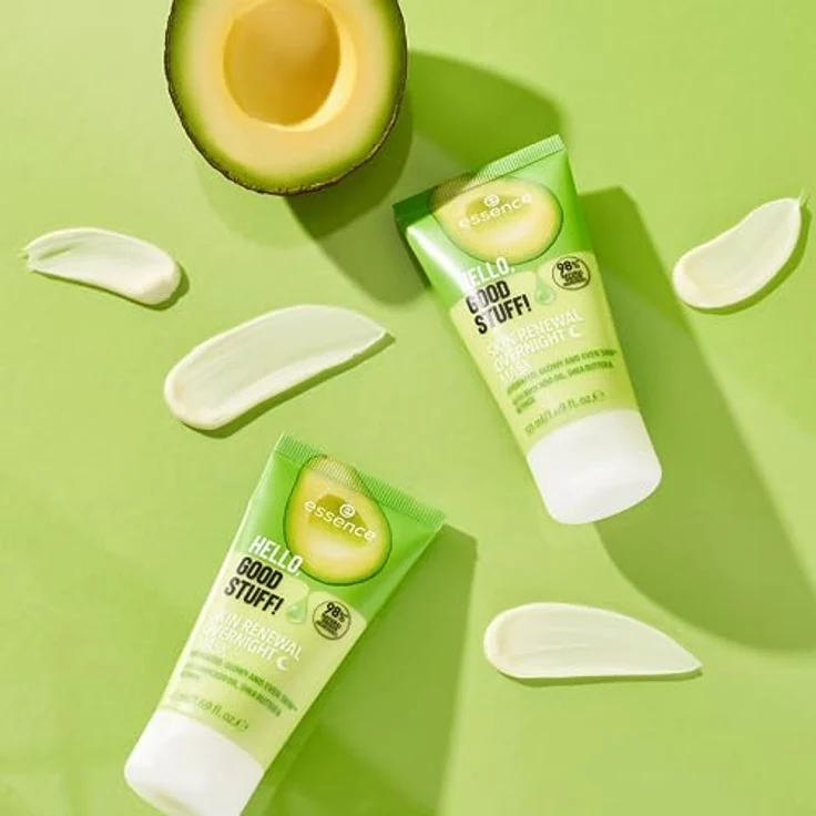 essence HELLO, GOOD STUFF! SKIN RENEWAL OVERNIGHT MASK, Nachtcreme, Transparent, feuchtigkeitsspendend, vegan, ohne Parabene, ohne Mikroplastikpartikel, Nanopartikel frei, 1er Pack (50ml) – Bild 3