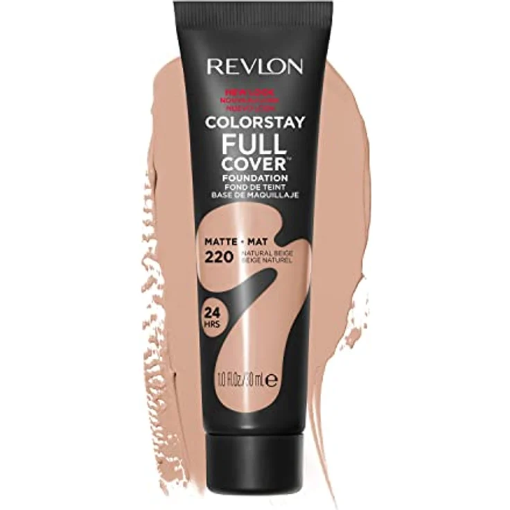 Revlon ColorStay Full Cover Longwear Matte Foundation, hitze- und schweißbeständig, leichtes Gesichts-Makeup, natürliches Beige (220), 30 ml – Bild 1