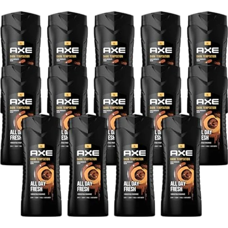 AXE 3-in-1 Duschgel & Shampoo Dark Temptation, XL 14x 400ml, dermatologisch getestet, langanhaltender Duft, pH-hautneutral – Bild 1