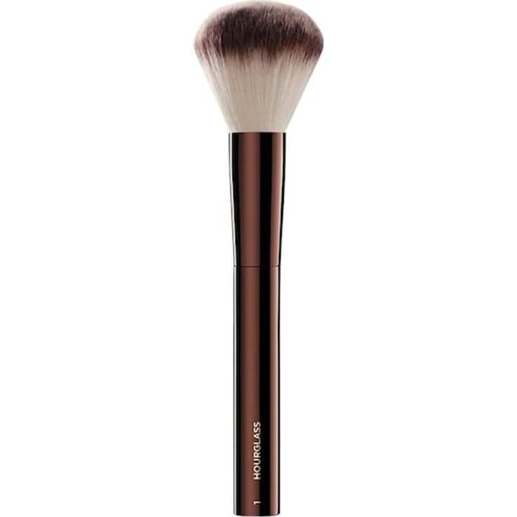 HOURGLASS Pinsel Nº 1 Powder Brush, großer Puderpinsel mit ultraweichen Taklon-Borsten für gleichmäßigen Auftrag und nahtloses Verblenden, hygienisch und tierhaarfrei