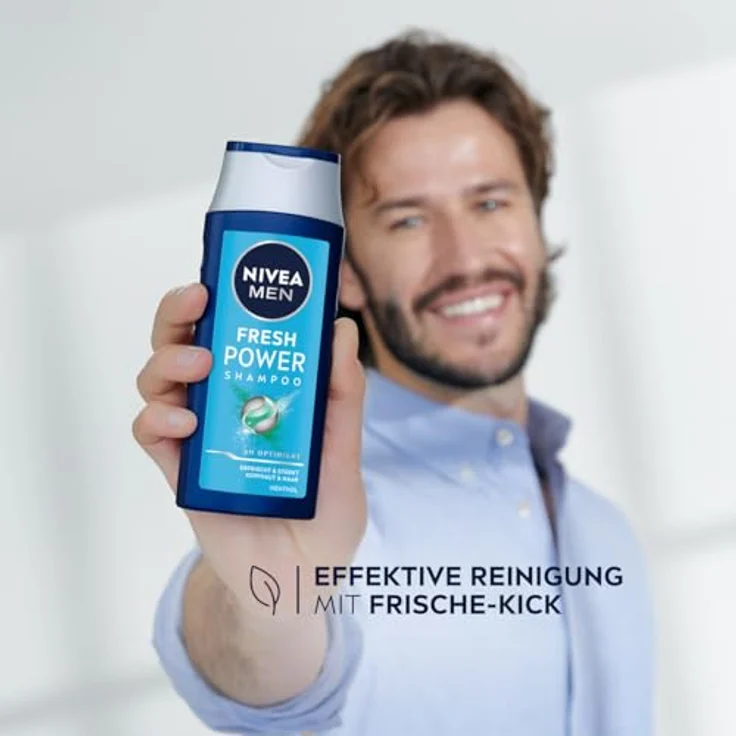 Nivea Men Fresh Power Shampoo mit Menthol, erfrischt Kopfhaut & Haar, pH-optimierte Haarpflege, 250 ml – Bild 4