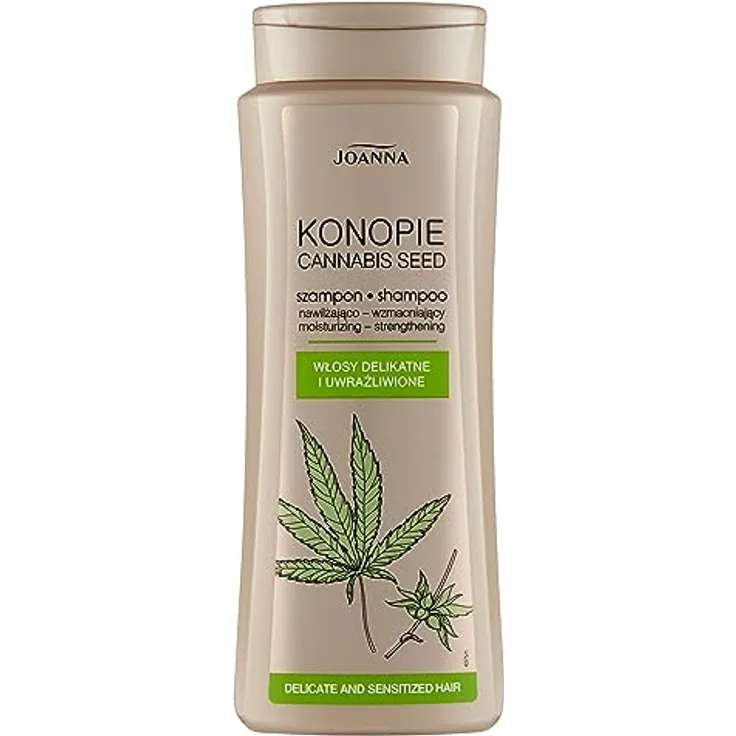 JOANNA Konopie Shampoo Feuchtigkeitsspendendes und Stärkendes Shampoo mit Hanfsamen-Extrakt und Aloe-Vera-Blattsaft für Feines und Empfindliches Haar 400 ml Verpackung