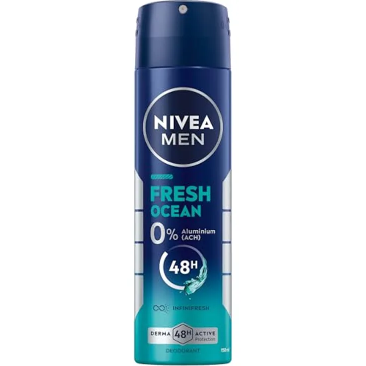 NIVEA MEN Fresh Ocean Deospray, Aluminiumfreies Deo mit 48h Schutz, INFINIFRESH Formel und frischem Meeresduft, 150 ml