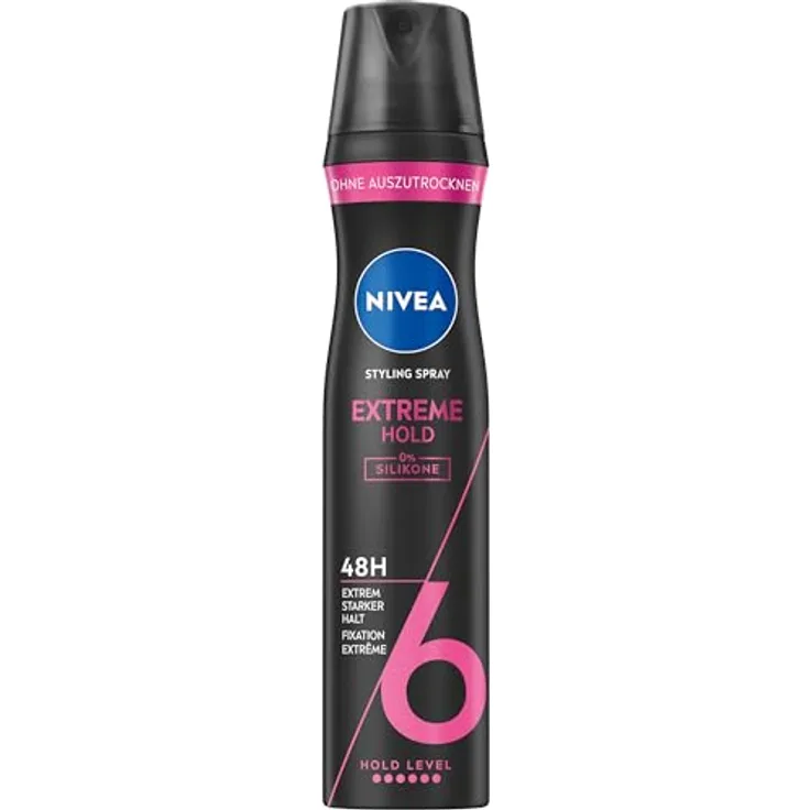 NIVEA Extreme Hold Styling Spray, stärkendes Haarspray mit Panthenol & Vitamin B3, zuverlässiger Haarlack für Stylings mit bis zu 48h Halt, veganes Pflegespray (250 ml)