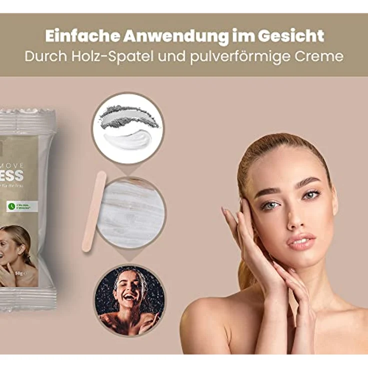 arte fiori Capillum AMOVE ShaveLess Enthaarungspulver, 50g schmerzfrei für sensible Haut ohne Zusatzstoffe, mit Aloe Vera für langanhaltend glatte Haut – Bild 4