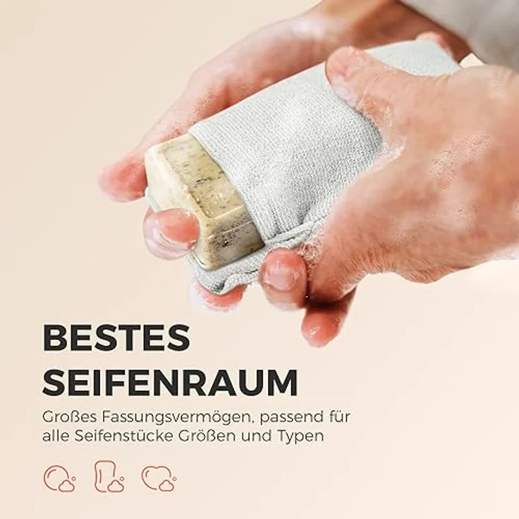 ZOMCHI Seifensäckchen (weich) – 2 Stück hochwertige Seifenbeutel für sanftes Peeling und reichhaltigen Schaum, ideal für Körperpflege – Bild 5