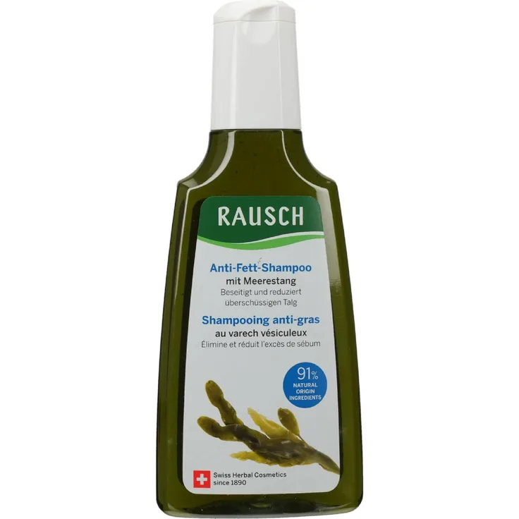 Rausch Anti-Fett-Shampoo mit Meerestang, 200 ml - effektive Fettregulierung für frisches Haar