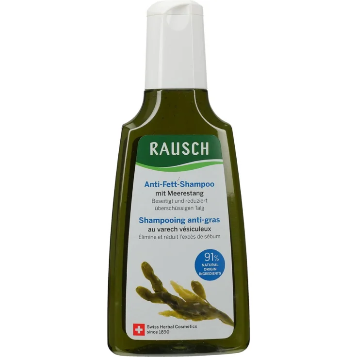 Rausch Anti-Fett-Shampoo mit Meerestang, 200 ml - effektive Fettregulierung für frisches Haar