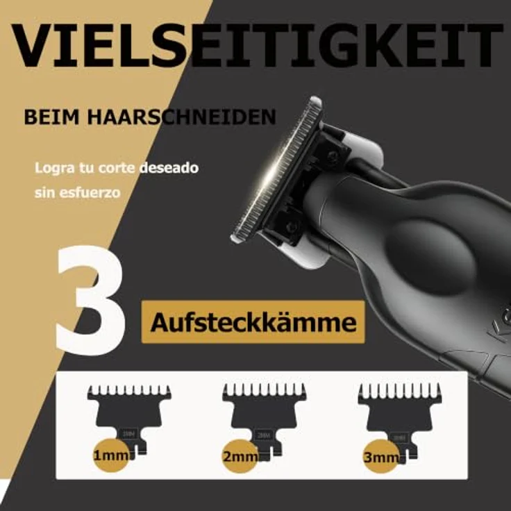 KEMEI 2299, Professioneller Haarschneider für Männer, kabellos mit 7500 U/min Hochleistungsmotor, 180 Minuten Akkulaufzeit und 3 verstellbaren Führungskämmen – Bild 4