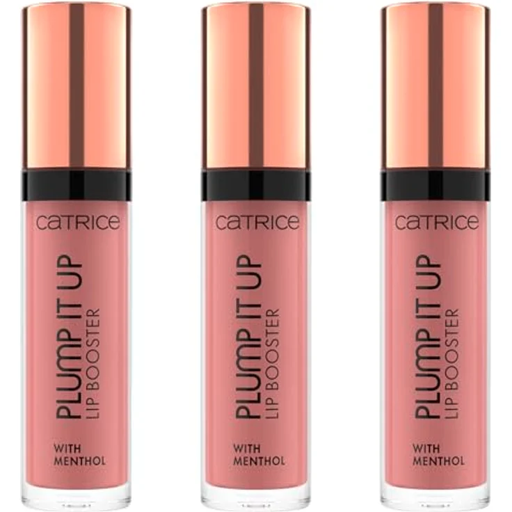 Catrice Plump It Up Lip Booster Nr. 040, Nude, kühlend, vergrößernd, glänzend, vegan, 3er Pack (3x3.5ml) – Bild 1