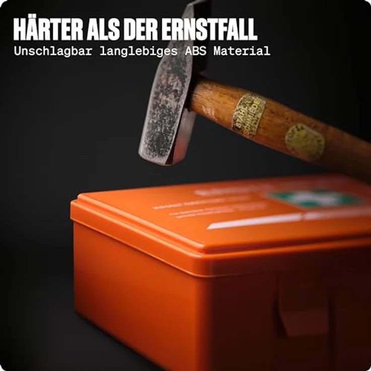 Werkstein Erste-Hilfe-Koffer DIN 13157:2021 Small - Wandhalterung, 3x Aufkleber, Gesichtsmasken & Feuchttücher - Orange – Bild 8