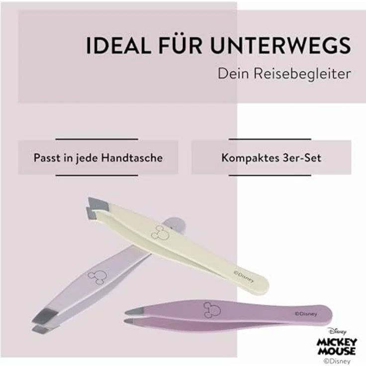 PARSA Beauty Mini-Pinzettenset Disney Mickey Mouse, 3-teilig, bunt, aus Edelstahl, für Gesichtspflege – Bild 5