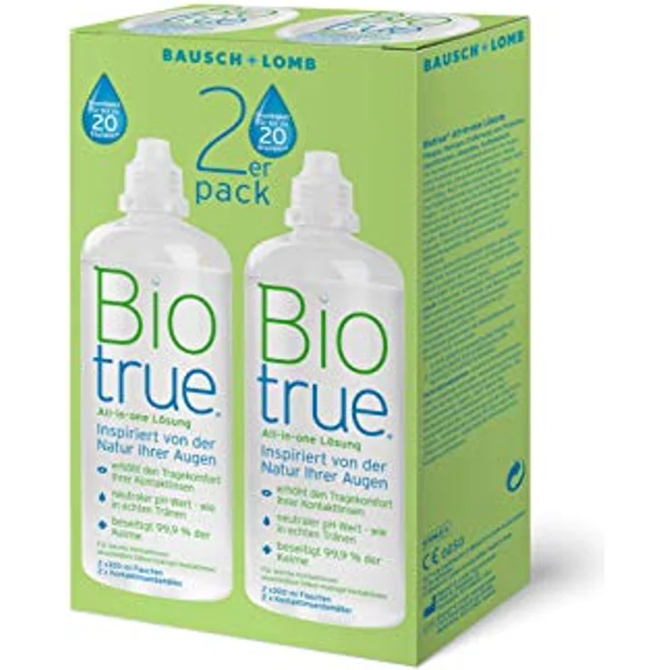 Biotrue Pflegemittel für weiche Kontaktlinsen, Multipack 2 x 300 ml All-in-One-Lösung zur Reinigung, Desinfektion & Aufbewahrung – Bild 3