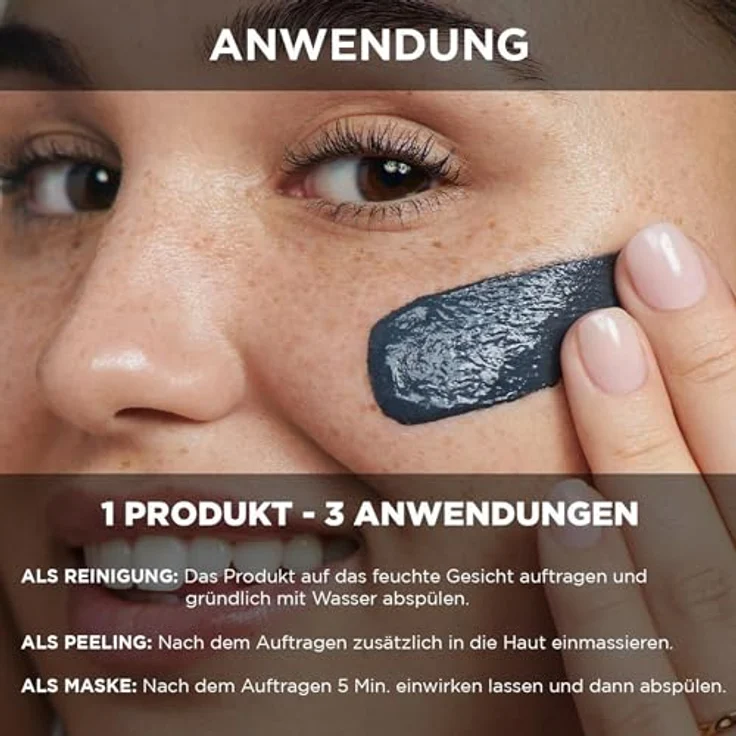 Garnier Hautklar 3 in 1 Gesichtsreinigung für unreine Haut, Anti-Mitesser Reinigung, Peeling und Maske, Mit Kohle, Blaubeerextrakt und Salizylsäure, Ohne Parabene - 3 x 150 ml – Bild 3