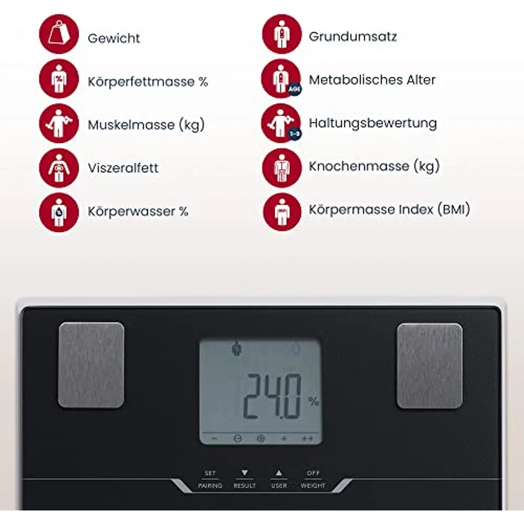 TANITA Körperanalysewaage BC 401 mit Bluetooth, Schwarz, 5-Personen-Speicher – Bild 8