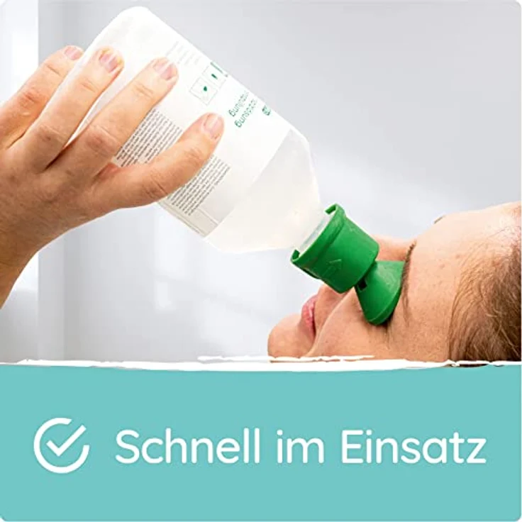 FLEXEO Augenspülstation inkl. 2 × 500 ml Flaschen Kochsalzlösung und Wandhalterung - Augenspülung - Augendusche - Eyewash station - sterile NaCl 0,9 Augenspüllösung - Eye wash - Hohe Sichtbarkeit und effektive Reinigung – Bild 5