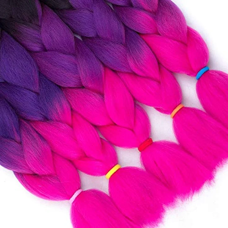 Shangxiu Rosa Jumbo-Flechthaar, 24" Kunsthaar Extensions, 6 Stück, weich und langlebig für DIY Frisuren – Bild 5
