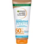 Garnier Sonnenschutzmilch mit LSF 50+, Sehr leichte und rückstandslose Sonnencreme für helle und empfindliche Haut, Ambre Solaire Sensitive expert+, 1 x 175 ml