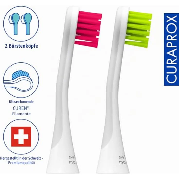 Curaprox Hydrosonic Sensitive Ersatzkopf für Zahnbürste, 2er Pack, sehr weiche Borsten, sanfte Pflege für Zahngesundheit – Bild 2
