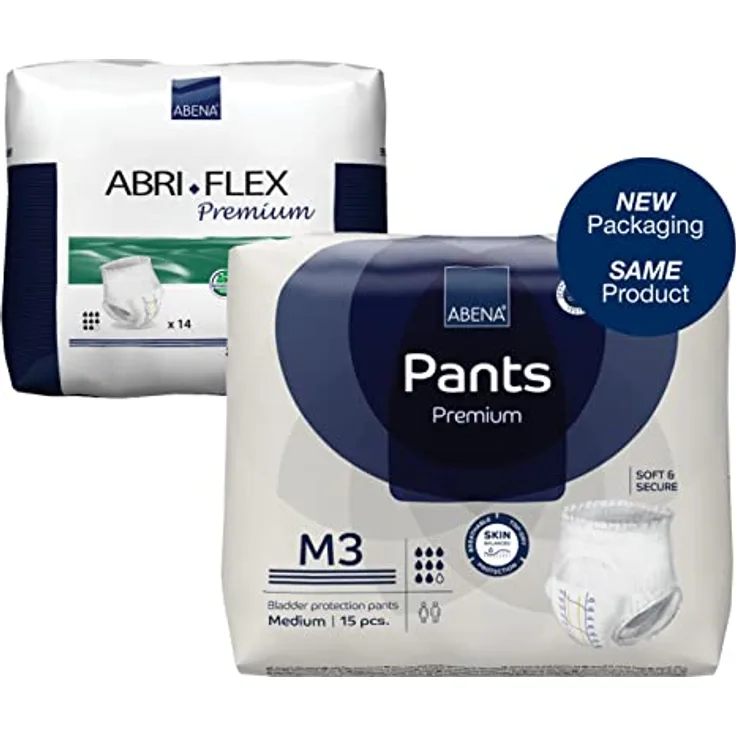 Abena Pants Premium Inkontinenz-Hose, Inkontinenz-Hose für Damen und Herren, diskret, schützend, atmungsaktiv, bequem, Größe M 3, 80-110 cm Taille, 2400 ml Saugfähigkeit, 15 Stück