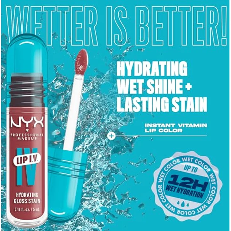 NYX Professional Makeup LIP IV Glanz Lipgloss, feuchtigkeitsspendender Lip Tint in Petal Pourin, 5 ml – Bild 3