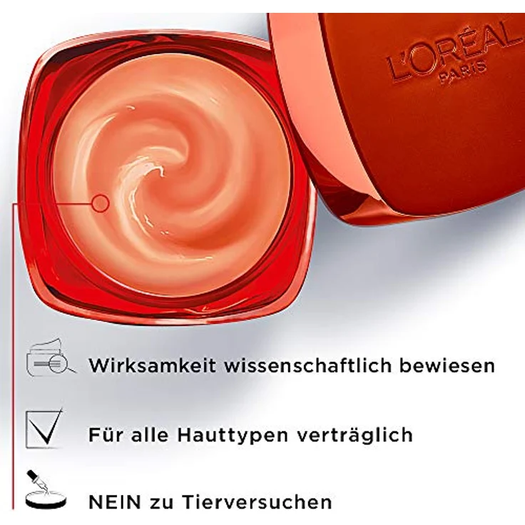 L'Oréal Paris Revitalift Anti Age Belebende Créme Rouge Tagespflege, 50 ml: bekämpft Müdigkeit, strafft Haut & mildert Falten (Roter Ginseng & Hefe-Extrakt) – Bild 4