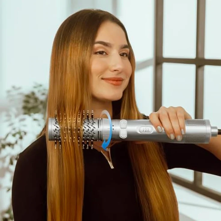 Cecotec CeramicCare 6in1 Gyro, Warmluftbürste mit keramikbeschichteten Platten und gyroskopischer Technologie, schwarz-grau – Bild 4
