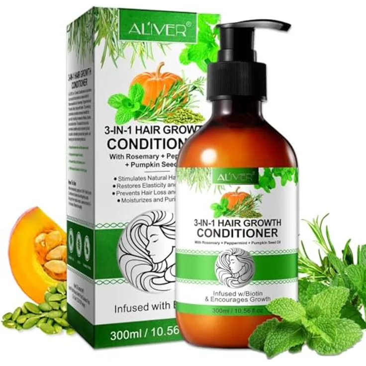 P-Beauty 3-in-1 Conditioner Rosmarin Minze & Kürbiskernöl, 300ml - Haarspülung mit Biotin für Haarwachstum, regenerierende Pflege, Glanz und Schutz vor Haarausfall