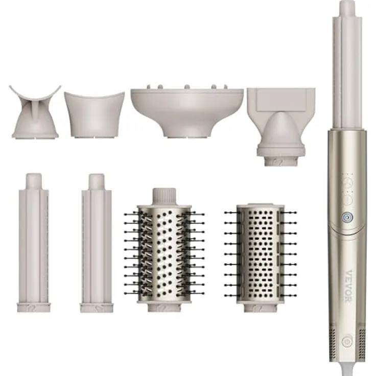 VEVOR 8-in-1-Lockenstab, Keramik 1,25 Zoll Lockenstab-Set mit 2 Zylindern, 2 Bürsten, 4 Düsen, intelligente Temperaturregelung für glattes, lockiges und voluminöses Haar