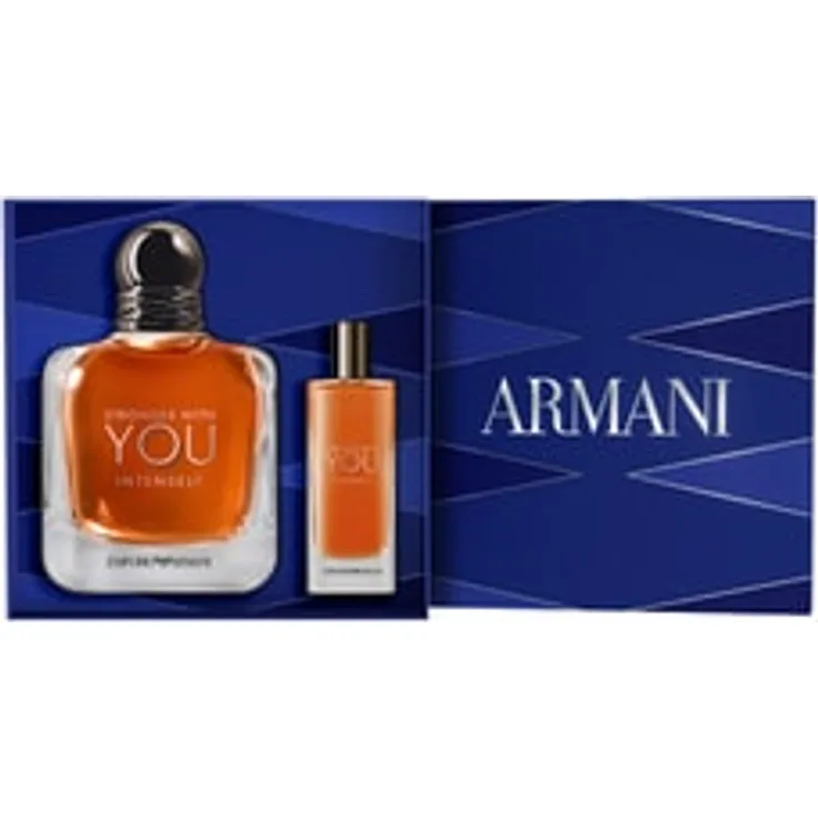 Giorgio Armani Stronger With You Intensely Eau de Parfum Set, 100 ml + 15 ml, Amberholz und Vanille, Herren-Duftset