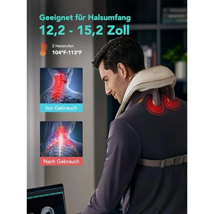SKG H5 Mini Nackenmassagegerät, kabellos mit 6D Tiefengewebsmassage, Wärme und 3 Massagemethoden, für Nacken, Schulter und Beine, ideale Geschenke für Männer und Frauen – Bild 3