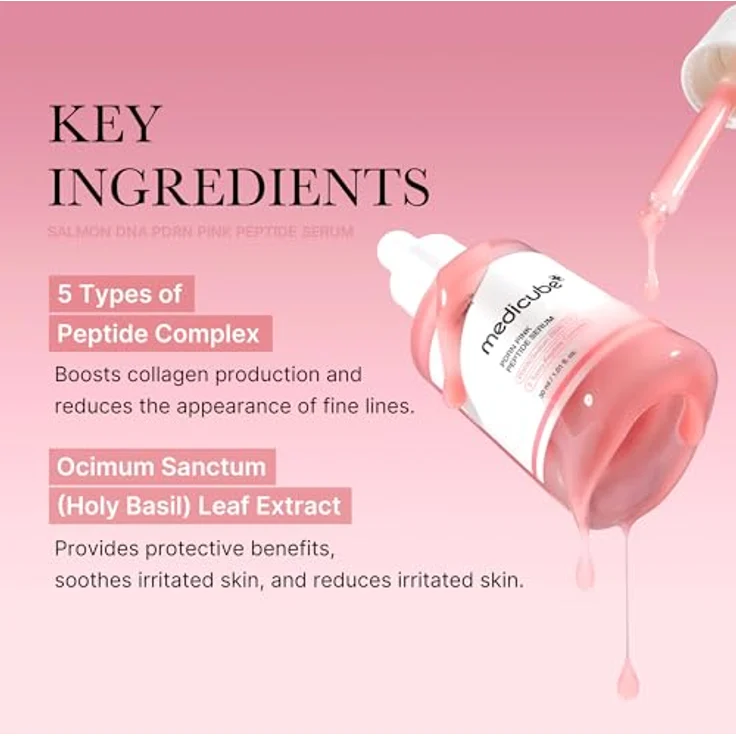 medicube - PDRN Pink Peptide Serum, 30 ml - Straffendes und beruhigendes Serum für verbesserte Hautelastizität – Bild 5