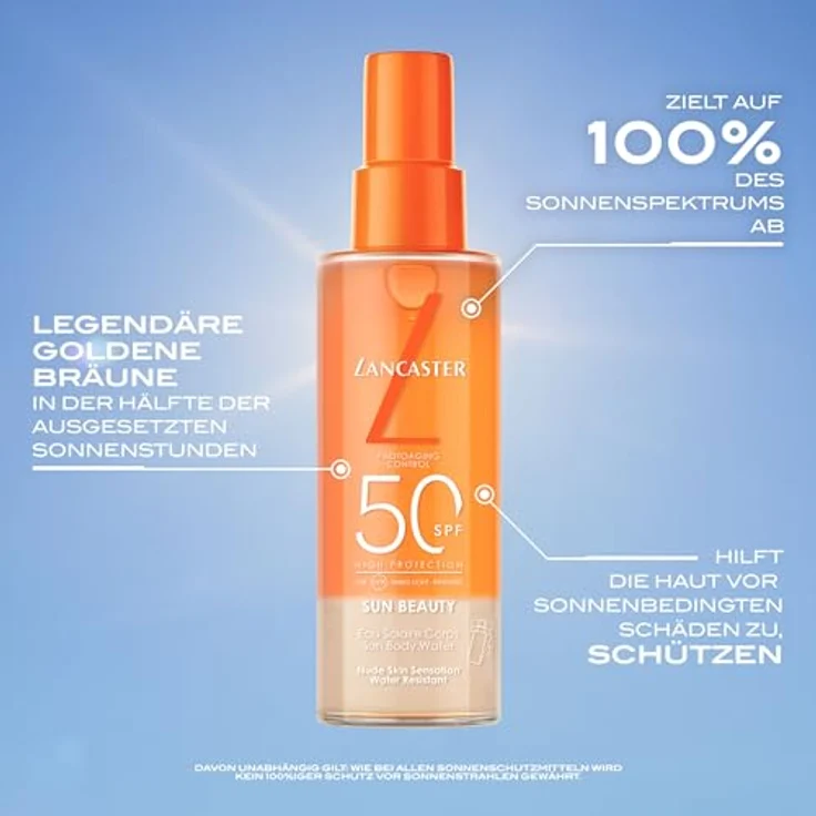 Lancaster Sun Beauty Sun Body Water SPF50, 100 ml - Schutz vor lichtbedingter Hautalterung, umfassender Sonnenschutz, für alle Hauttypen geeignet – Bild 3
