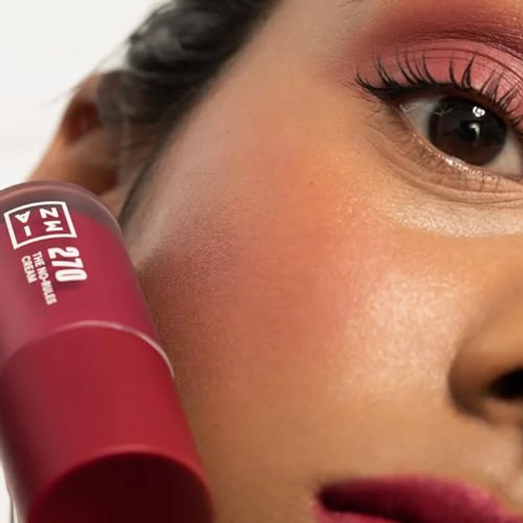 3INA The No-Rules Cream Blush, 8 ml - Dunkelrot, cremige Formel für Lippen, Wangen und Augenlider – Bild 2