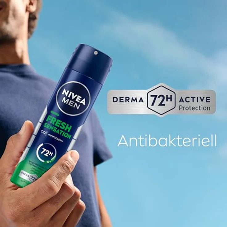 NIVEA MEN Fresh Sensation Deo Spray, 150 ml, Deodorant mit 72h Anti-Transpirant-Schutz, antibakterieller Wirkung und frischem Duft – Bild 4