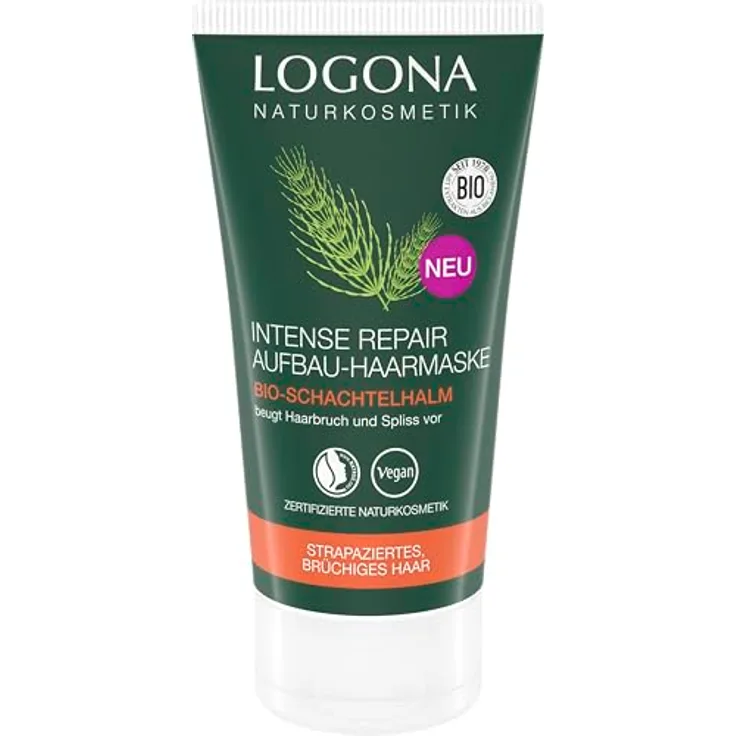 LOGONA Intense Repair Aufbau-Haarmaske 150 ml, intensive Tiefenpflege für brüchiges Haar, vegan & ohne Silikone/Sulfate