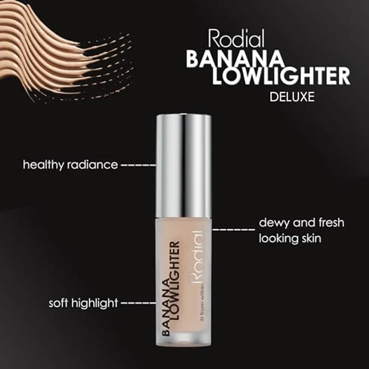 Rodial Banana Lowlighter Deluxe 1.6ml, flüssiger Concealer, gelber Unterton, feuchtigkeitsspendende Formel, Hyaluronsäure, Vitamin E, Koffein – Bild 3