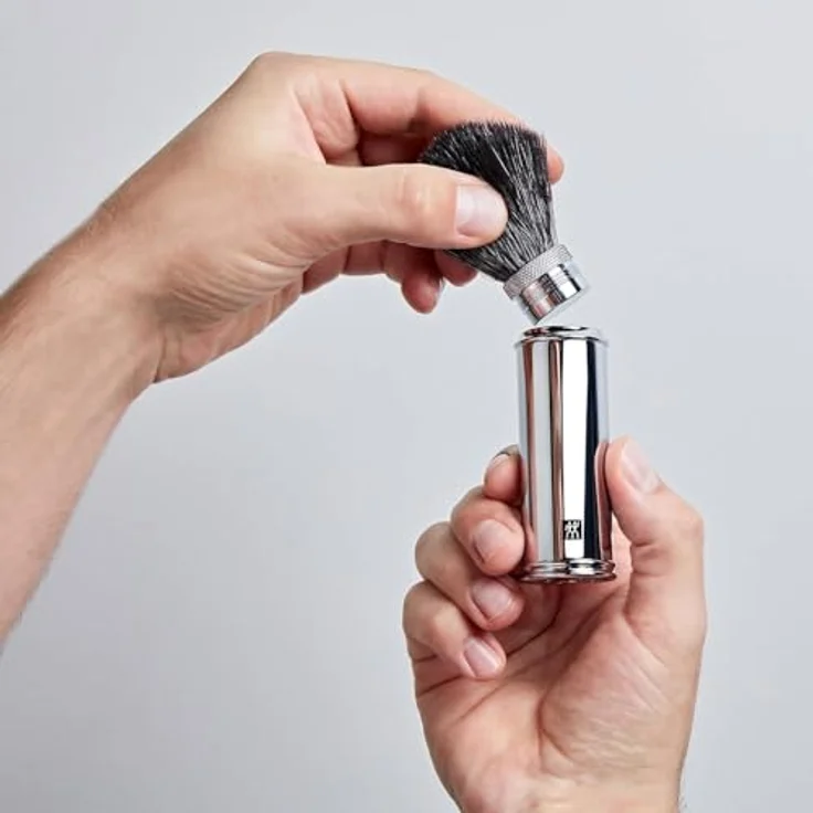 Zwilling Beauty ZWILLING Rasierpinsel (Reisetauglich, Kunsthaar, Abschraubbarer Rasierkopf, Vegan, Extra pflegeleichte und weiche Borsten), Silber – Bild 4