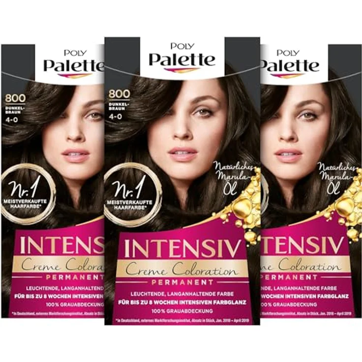 Poly Palette Intensiv Creme Coloration 800/4-0 Dunkelbraun 3 x 115 ml – Bild 2